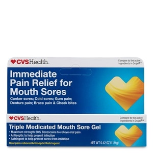 slide 1 of 1, CVS Health Immediate Mouth Sore Relief Maximum Strength, 0.42 oz; 11.9 gram