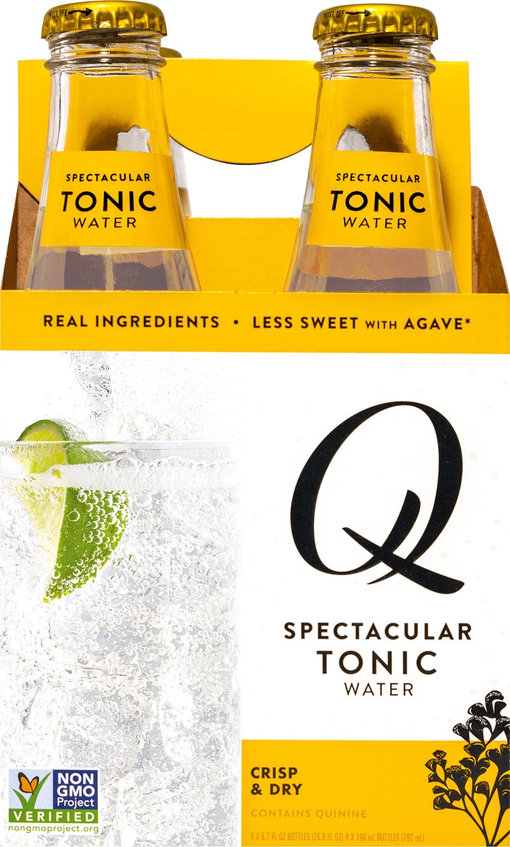 slide 2 of 9, Q Mixers Tonic Water, Premium Cocktail Mixer Made with Real Ingredients, (4 Bottles) - 4 ct, 4 ct