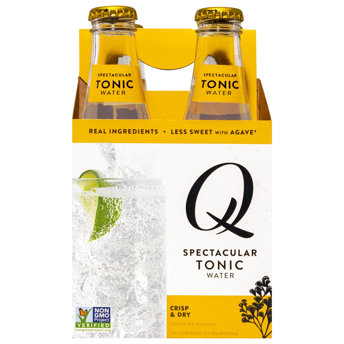 slide 9 of 9, Q Mixers Tonic Water, Premium Cocktail Mixer Made with Real Ingredients, 6.7 Fl Oz (4 Bottles), 4 ct