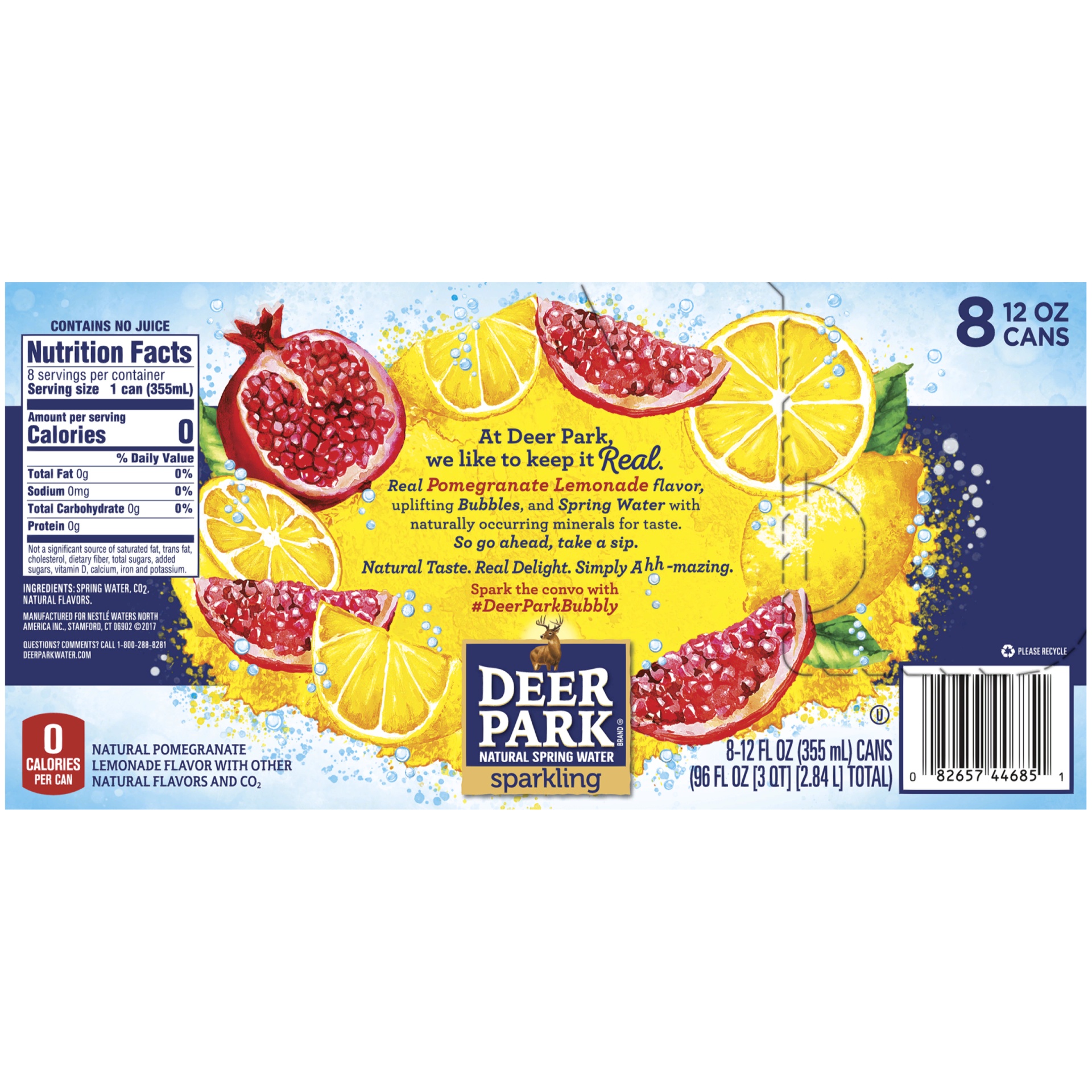 slide 4 of 6, Deer Park Pomegranate Lemon Sparkling Mineral Water, 8 ct; 12 fl oz