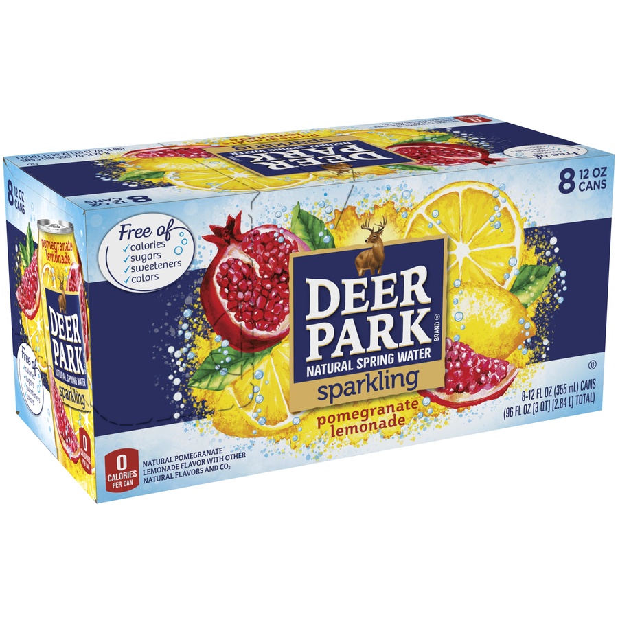 slide 1 of 6, Deer Park Pomegranate Lemon Sparkling Mineral Water, 8 ct; 12 fl oz