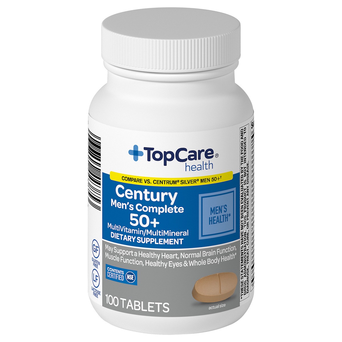 slide 1 of 1, TopCare Health Century Men's Complete 50+ Multivitamin/Multimineral Supplement 100 Tablets, 100 ct