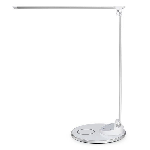 slide 6 of 10, WorkPro™ LED USB Desk Lamp with Wireless Charger, 16-1/2""H, White/Silver, 1 ct