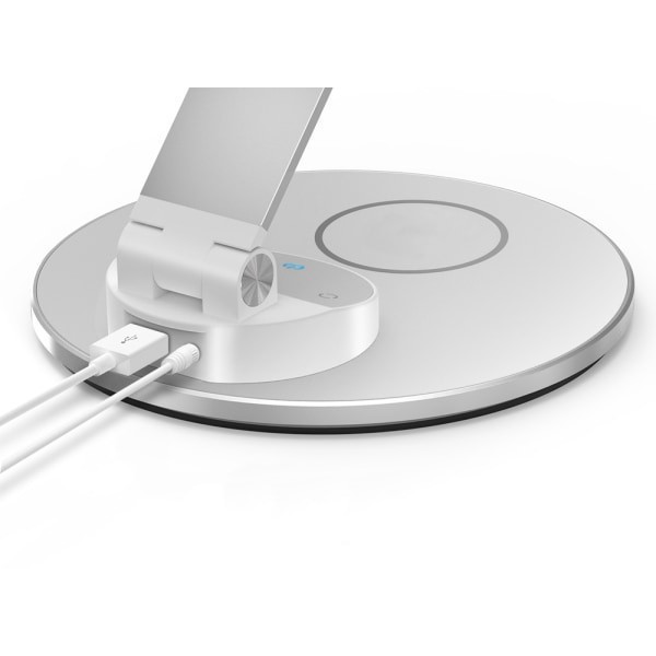 slide 9 of 10, WorkPro™ LED USB Desk Lamp with Wireless Charger, 16-1/2""H, White/Silver, 1 ct
