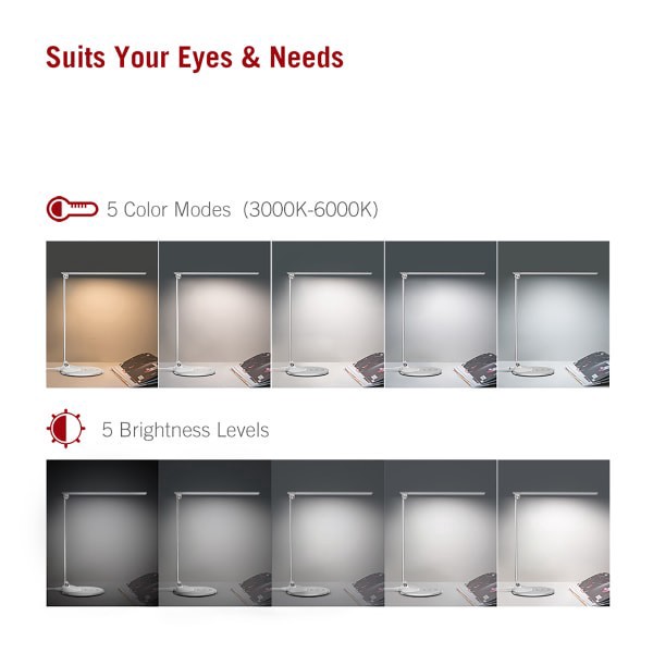 slide 4 of 10, WorkPro™ LED USB Desk Lamp with Wireless Charger, 16-1/2""H, White/Silver, 1 ct