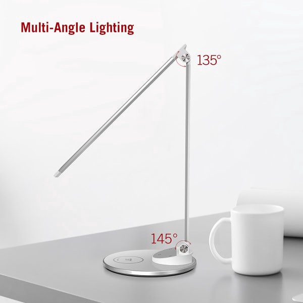 slide 3 of 10, WorkPro™ LED USB Desk Lamp with Wireless Charger, 16-1/2""H, White/Silver, 1 ct