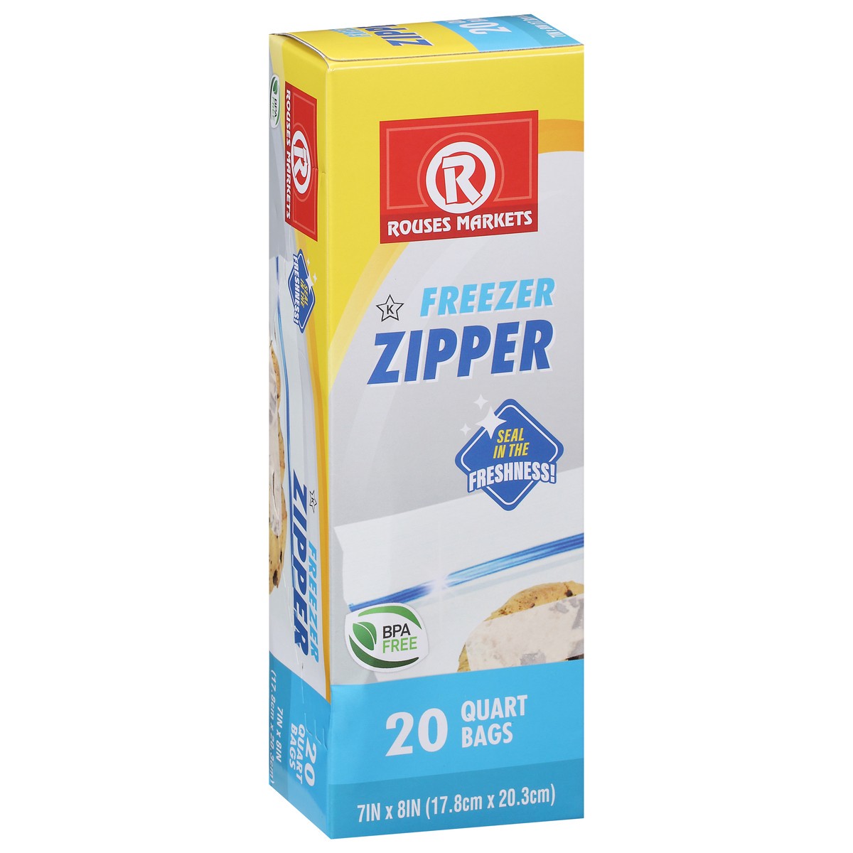 slide 6 of 9, Rouses Markets Quart Freezer Zipper Bags 20 ea, 20 ct