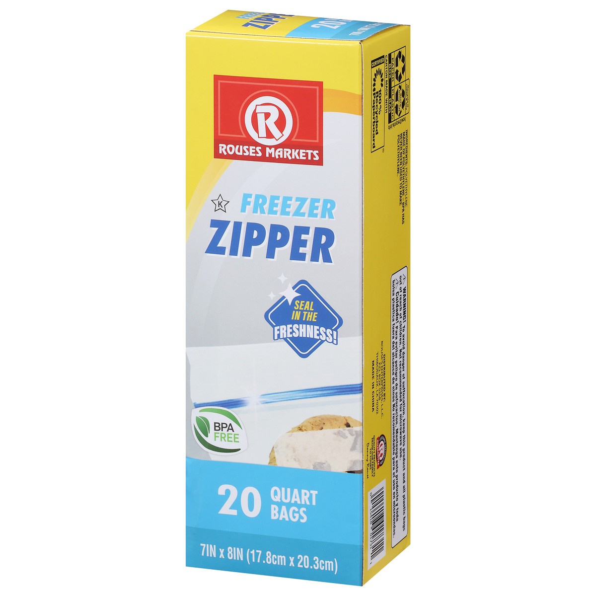 slide 9 of 9, Rouses Markets Quart Freezer Zipper Bags 20 ea, 20 ct