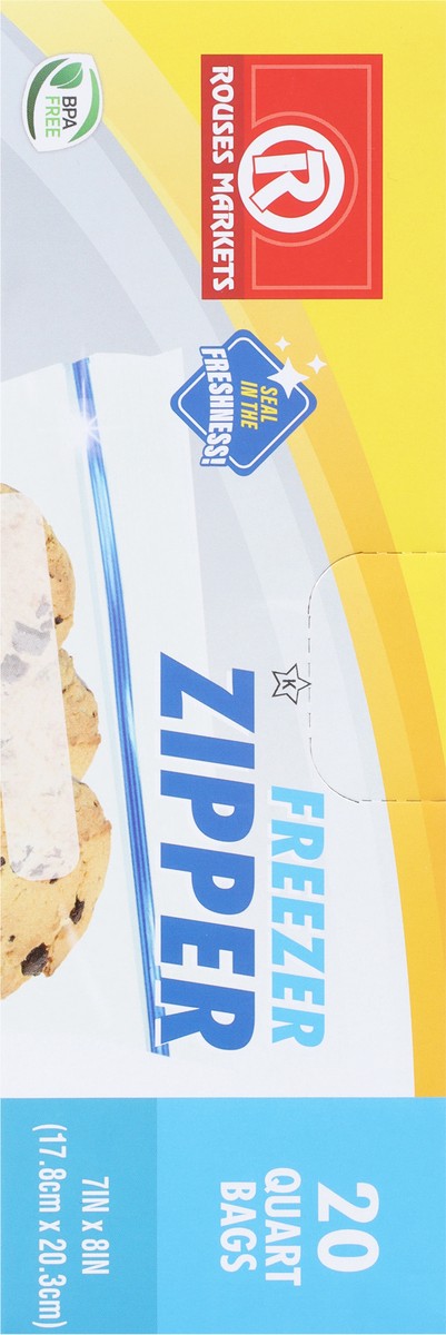 slide 5 of 9, Rouses Markets Quart Freezer Zipper Bags 20 ea, 20 ct