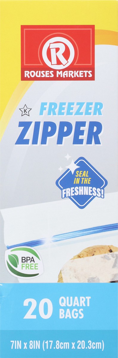 slide 7 of 9, Rouses Markets Quart Freezer Zipper Bags 20 ea, 20 ct