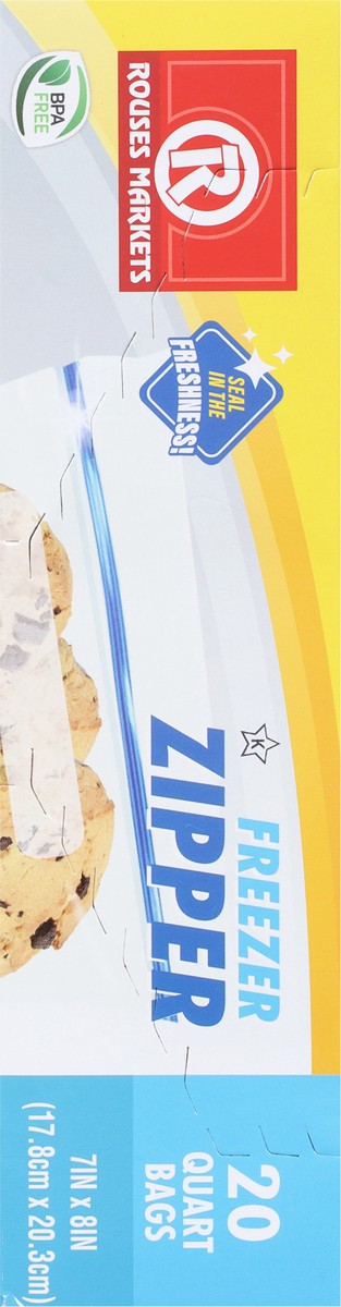 slide 4 of 9, Rouses Markets Quart Freezer Zipper Bags 20 ea, 20 ct