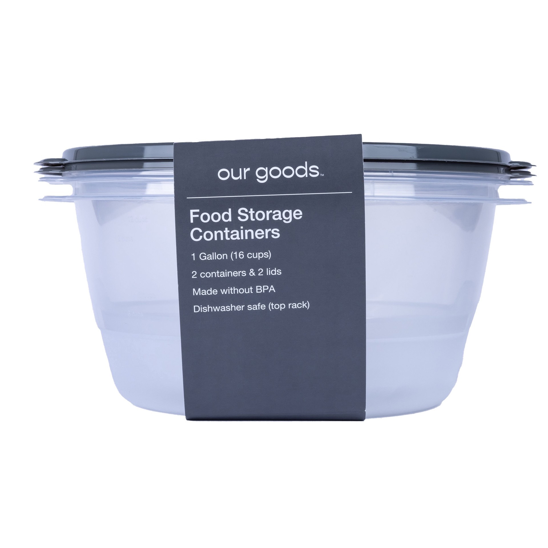 slide 1 of 1, our goods Round Food Storage Containers, 2 pk, 1 gal