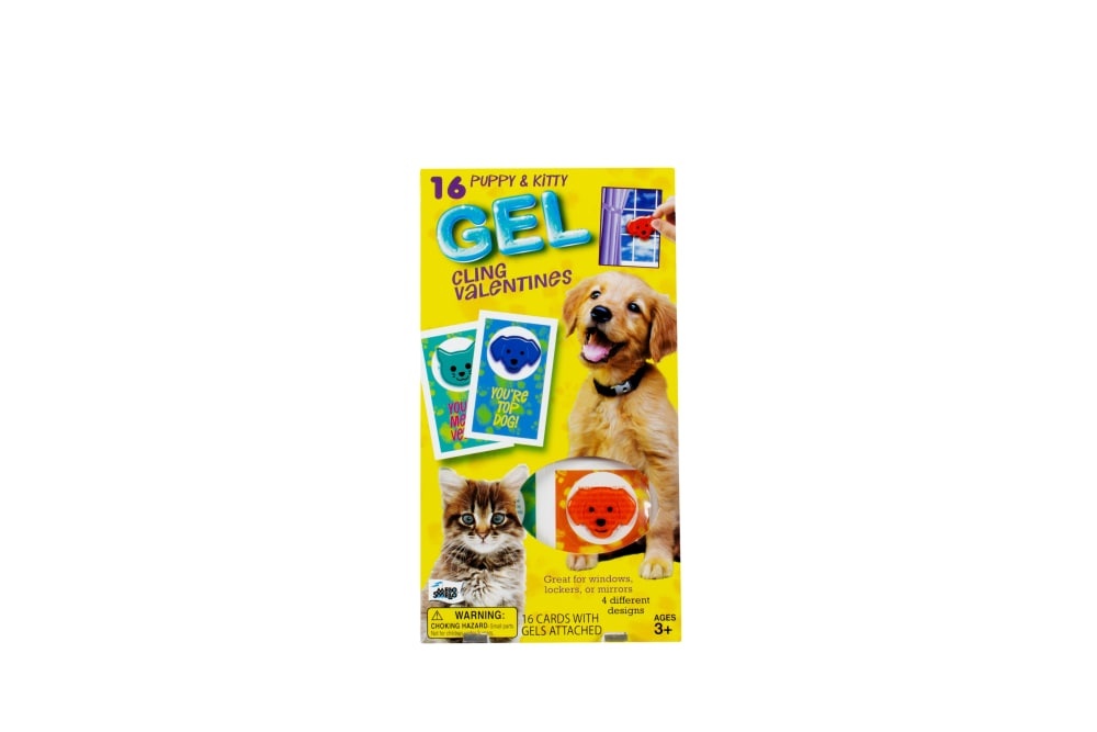 slide 1 of 1, Mello Smello Puppy & Kitty Gel Valentine Card Kit, 16 ct