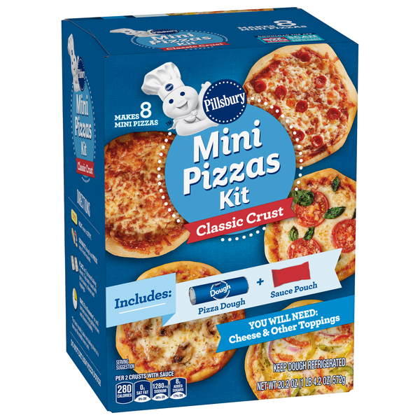 slide 1 of 1, Pillsbury Mini Pizzas Kit, Classic Crust, Refrigerated Pizza Dough, 20.2 oz, 20.2 oz