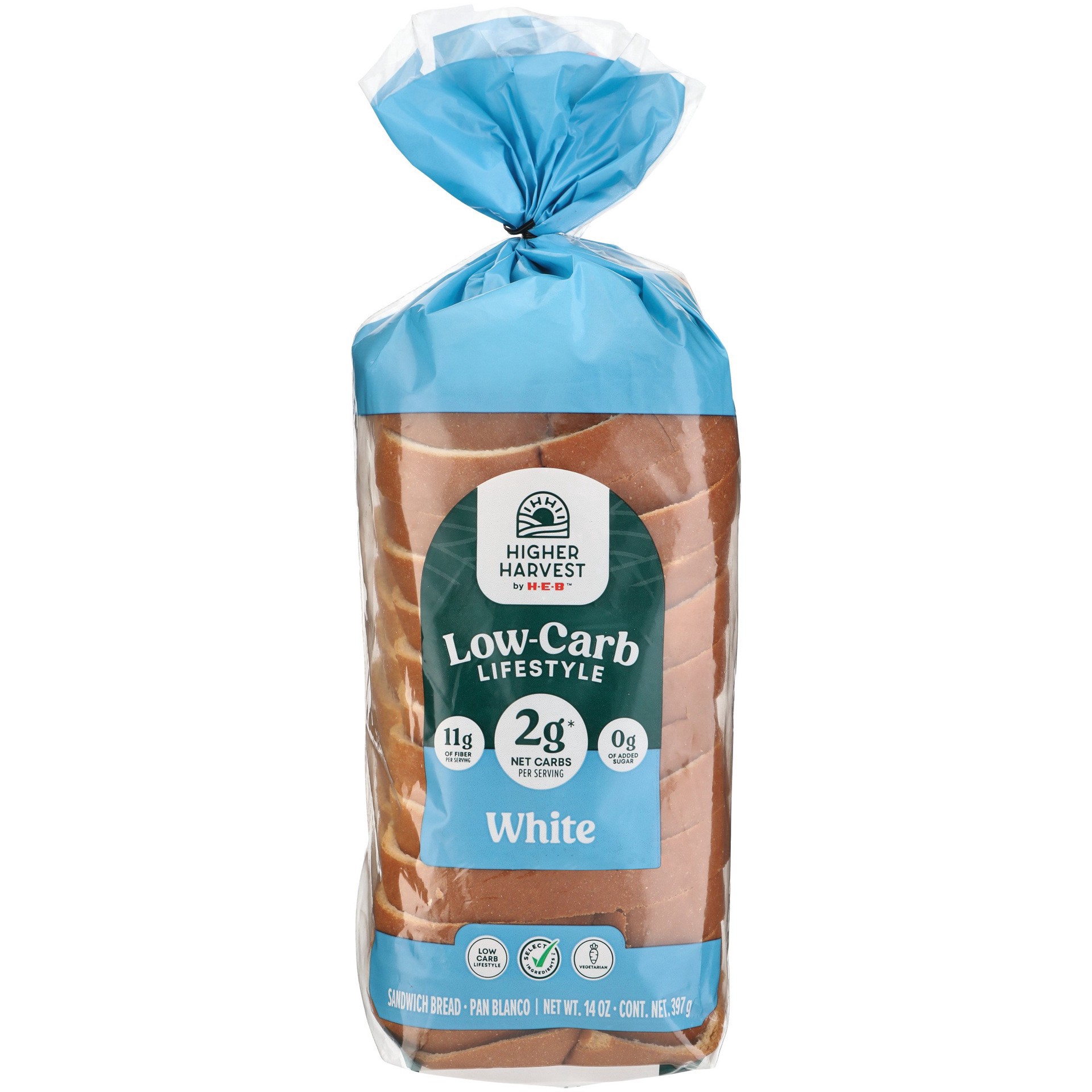 slide 1 of 1, Higher Harvest by H-E-B Low Carb Lifestyle White Bread, 14 oz