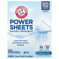 ARM & HAMMER Power Sheets Laundry Detergent, Fragrance Free 35 ct