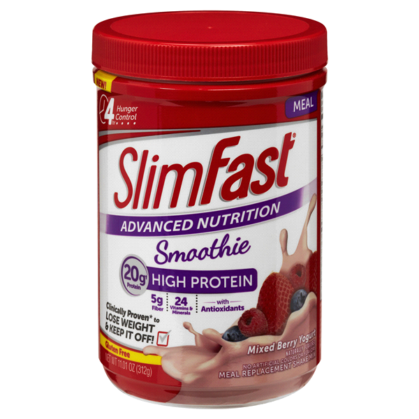 slide 1 of 2, SlimFast Advanced Nutrition Smoothie Meal Replacement Shake Mix High Protein Mixed Berry Yogurt, 11.01 oz