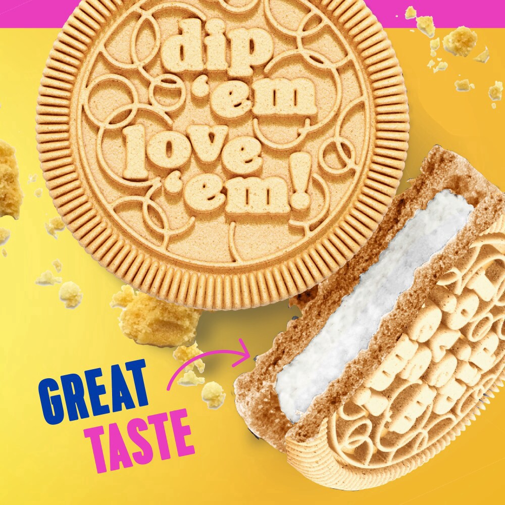 slide 2 of 4, Kroger Kaleidos Golden Double Filled Vanilla Cream Sandwich Cookies, 20 oz