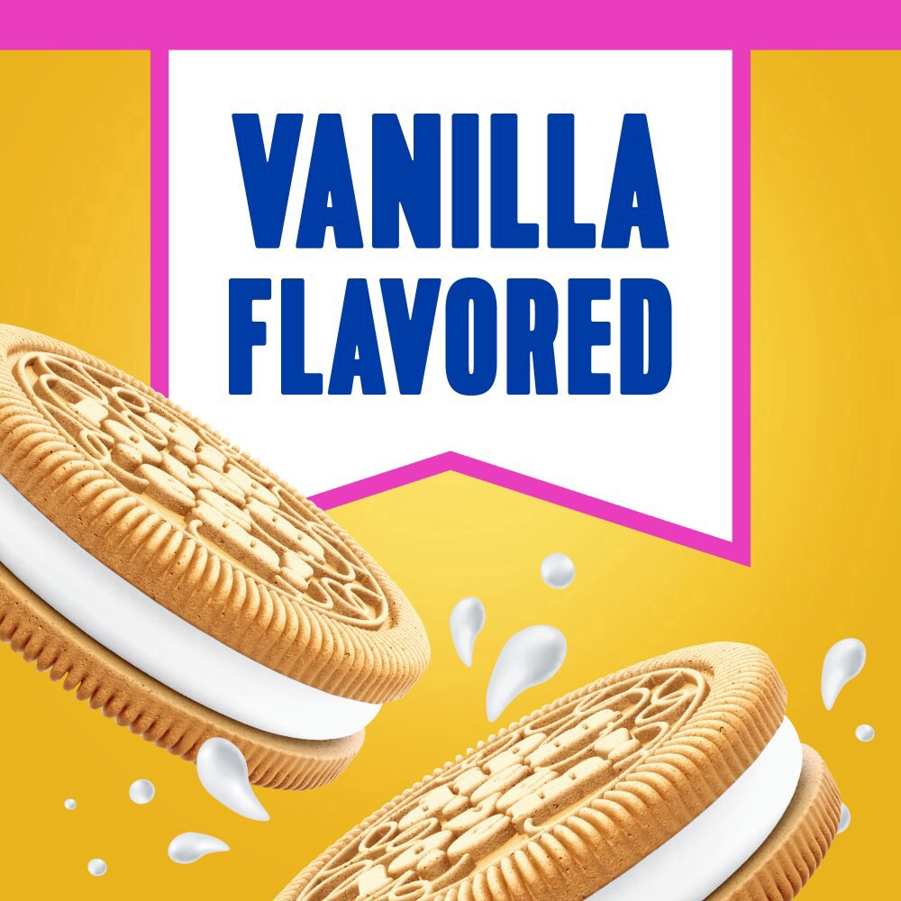 slide 4 of 4, Kroger Kaleidos Golden Double Filled Vanilla Cream Sandwich Cookies, 20 oz