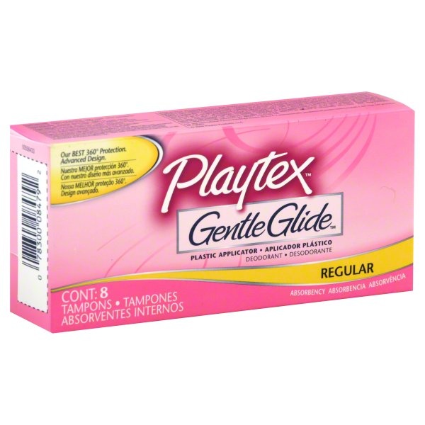 slide 1 of 1, Playtex Tampons, Plastic Applicator, Regular Absorbency, Deodorant, 8 ct