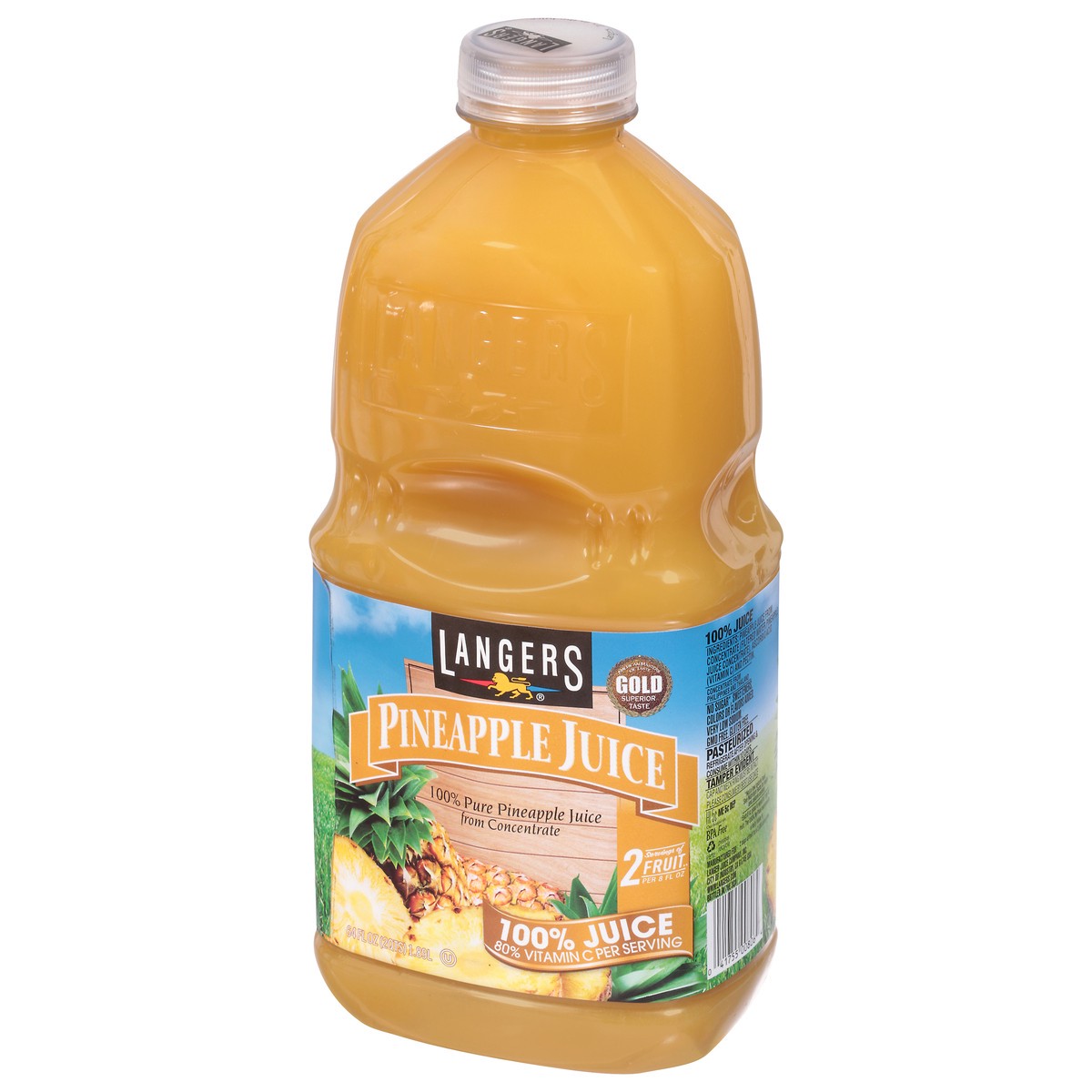 slide 9 of 13, Langers No Sugar Added Pineapple 100% Juice 64 fl oz, 64 oz