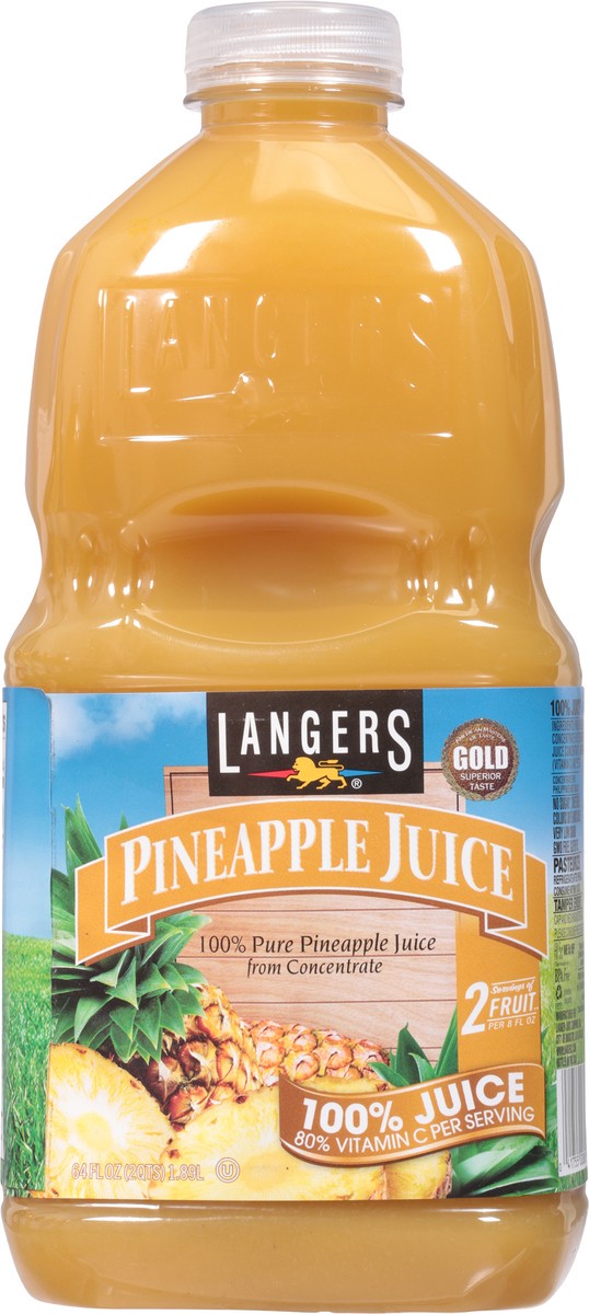 slide 4 of 13, Langers No Sugar Added Pineapple 100% Juice 64 fl oz, 64 oz