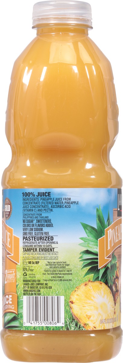slide 7 of 13, Langers No Sugar Added Pineapple 100% Juice 64 fl oz, 64 oz