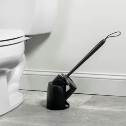 Zenna Home Toilet Bowl Brush Holder with Self-Closing Lid, Black