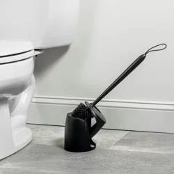 Zenna Home Toilet Bowl Brush Holder with Self-Closing Lid, Black