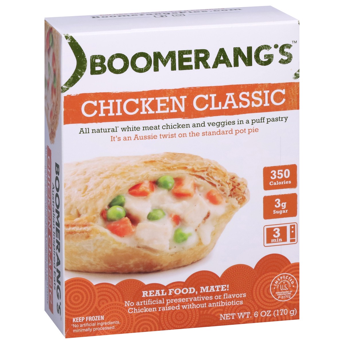 slide 2 of 9, Boomerang's Chicken Classic Pie, 6 oz