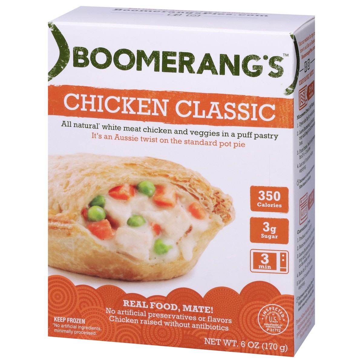 slide 3 of 9, Boomerang's Chicken Classic Pie, 6 oz