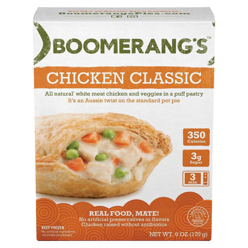 slide 1 of 9, Boomerang's Chicken Classic Pie, 6 oz