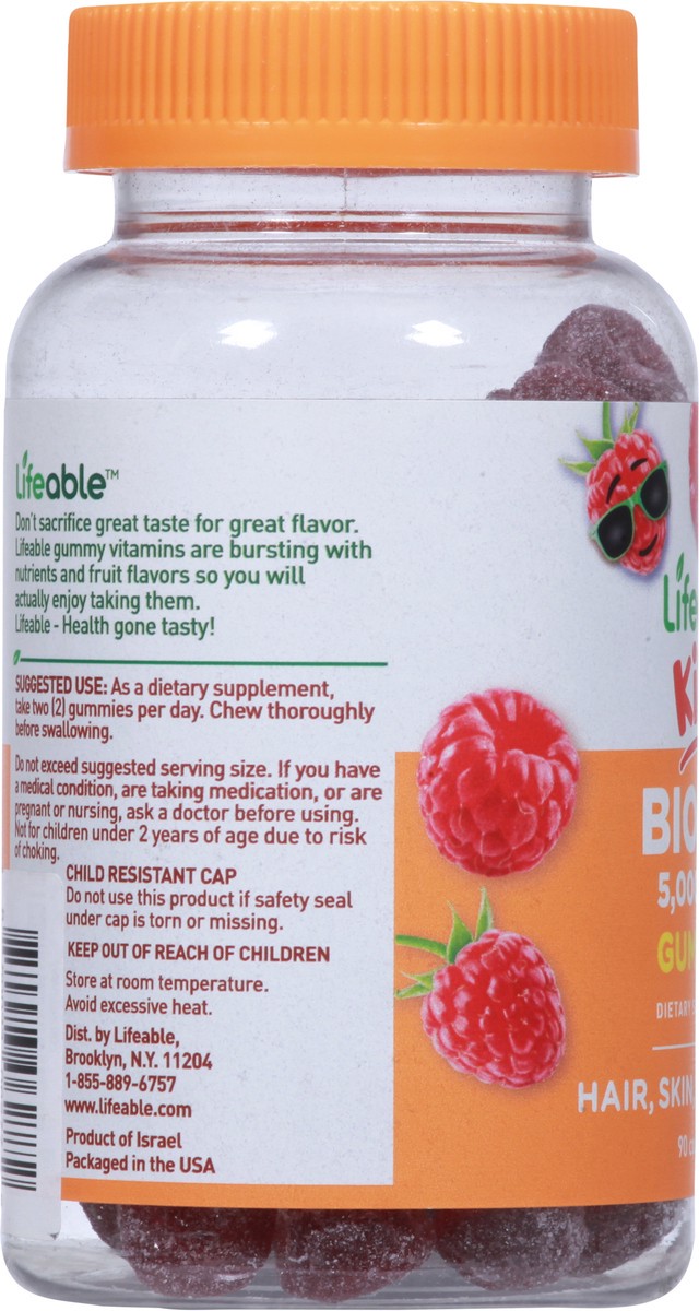 slide 9 of 9, Lifeable Kids Biotin Gummies - Raspberry, 90 ct