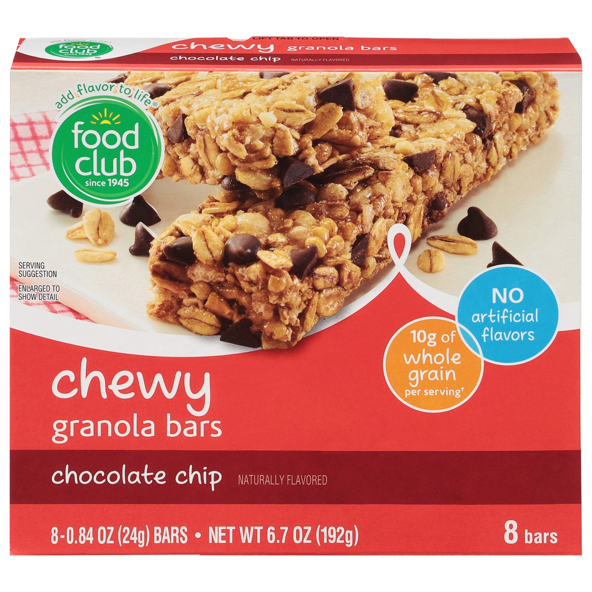 slide 1 of 9, Food Club Chocolate Chip Chewy Granola Bars 8 - 0.84 oz Packs, 8 ct