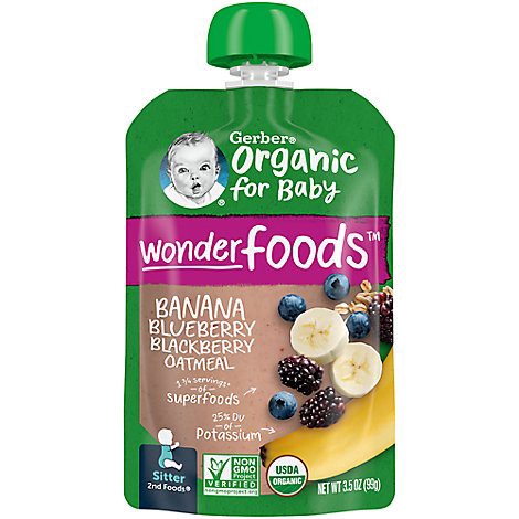 slide 1 of 1, Gerber 2nd Foods Banana Blueberry Blackberry Organic Oatmeal Baby Food Pouch - 3.5 Oz, 3.5 oz