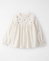 Littleplanet Girls Organic Cotton Floral Print Long-Sleeve Top Whitecap Cream 7