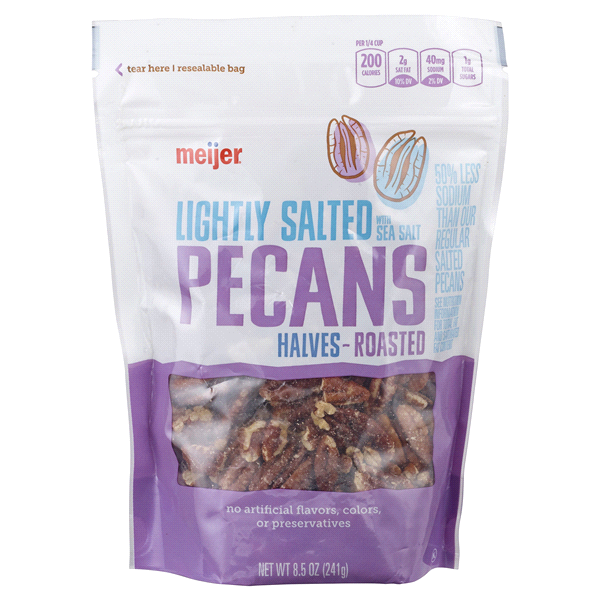slide 1 of 5, Meijer Lightly Salted Roasted Pecan Halves, 8.5 oz