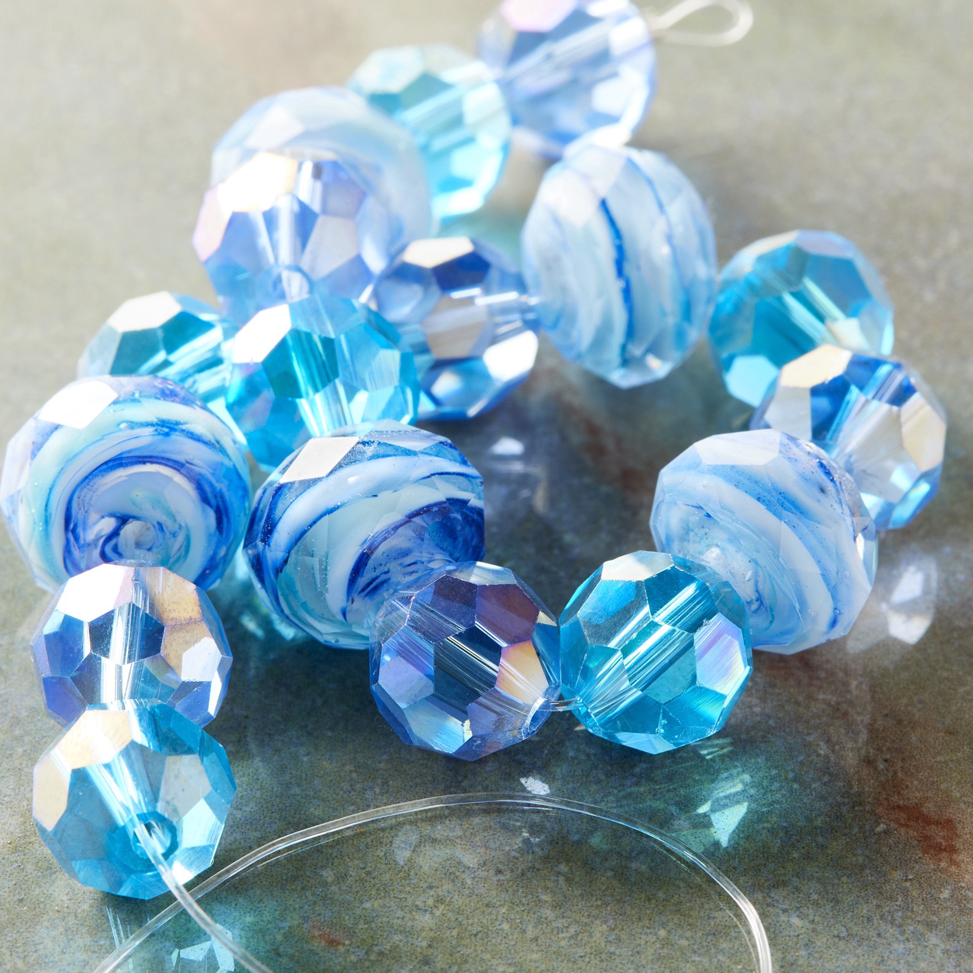 slide 3 of 3, Aqua Mix Glass Faceted Beads By Bead Landing, 12 mm