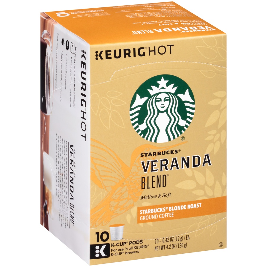 slide 2 of 7, Starbucks Blonde Roast K-Cup Coffee Pods, Veranda Blend for Keurig Brewers, 10 ct