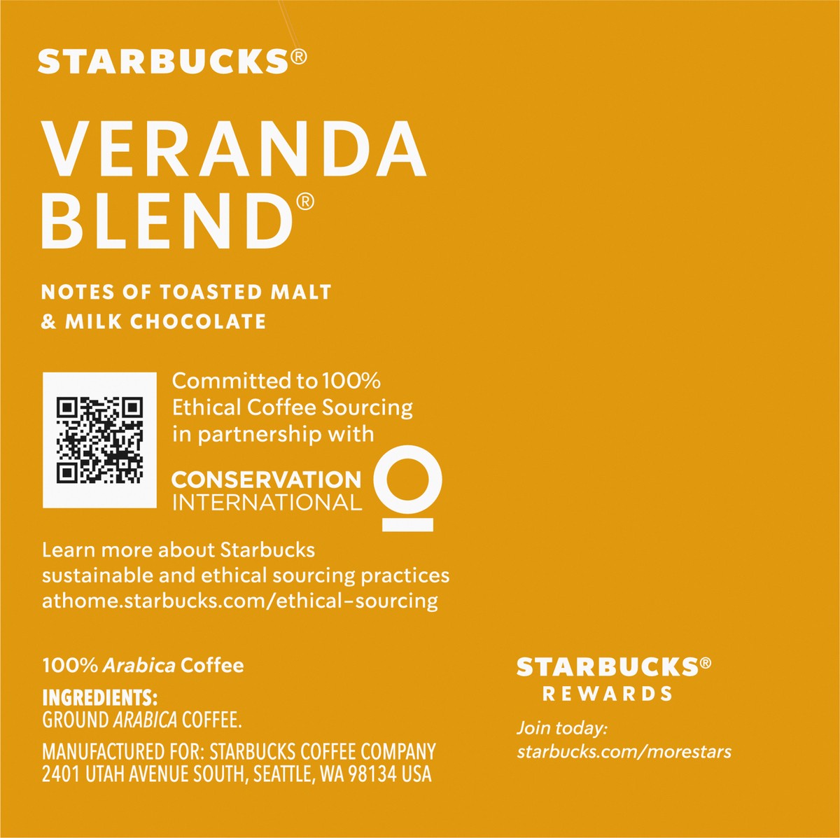 slide 9 of 14, Starbucks K-Cup Coffee Pods, Starbucks Blonde Roast Coffee, Veranda Blend, 100% Arabica, 1 box (10 pods), 4.2 oz