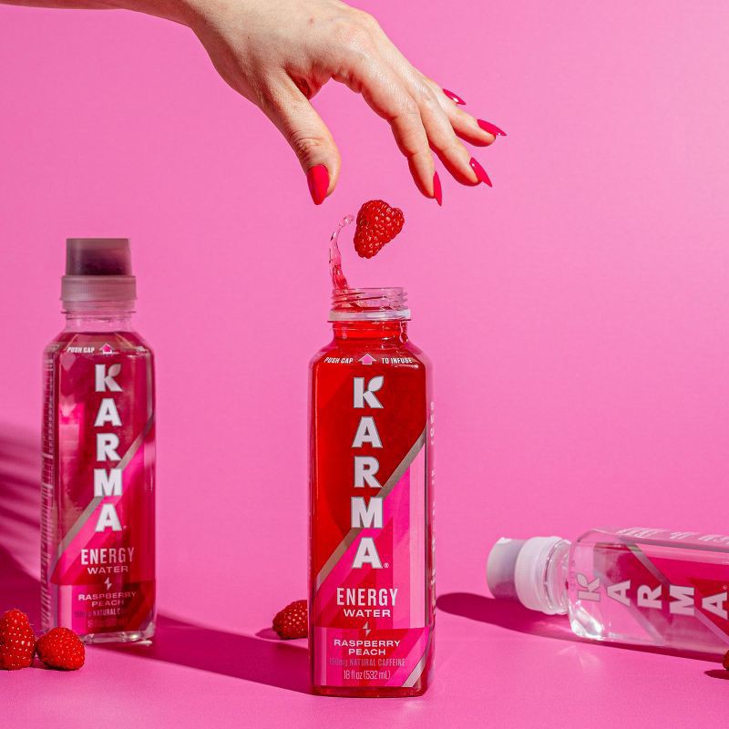slide 3 of 6, Karma Water Raspberry Peach Energy - 18 oz, 18 oz