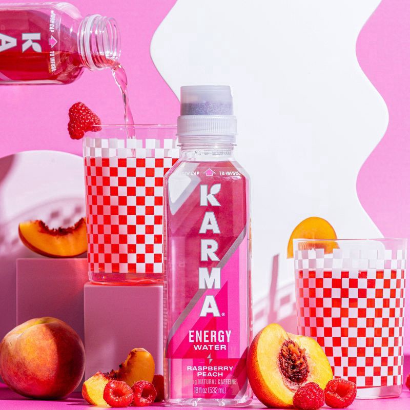 slide 2 of 6, Karma Water Raspberry Peach Energy - 18 oz, 18 oz