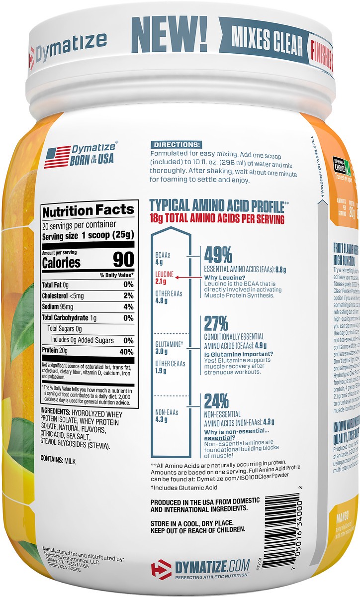 slide 7 of 7, Dymatize Mango Protein Powder 17.64 oz, 17.64 oz