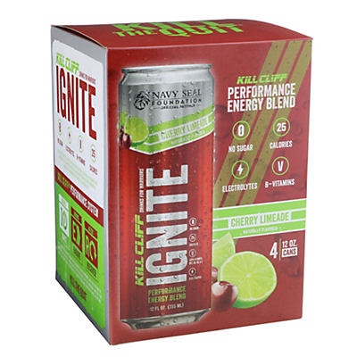 slide 1 of 1, Kill Cliff Ignite Cherry Limeade Energy Drink 4 pk, 12 oz