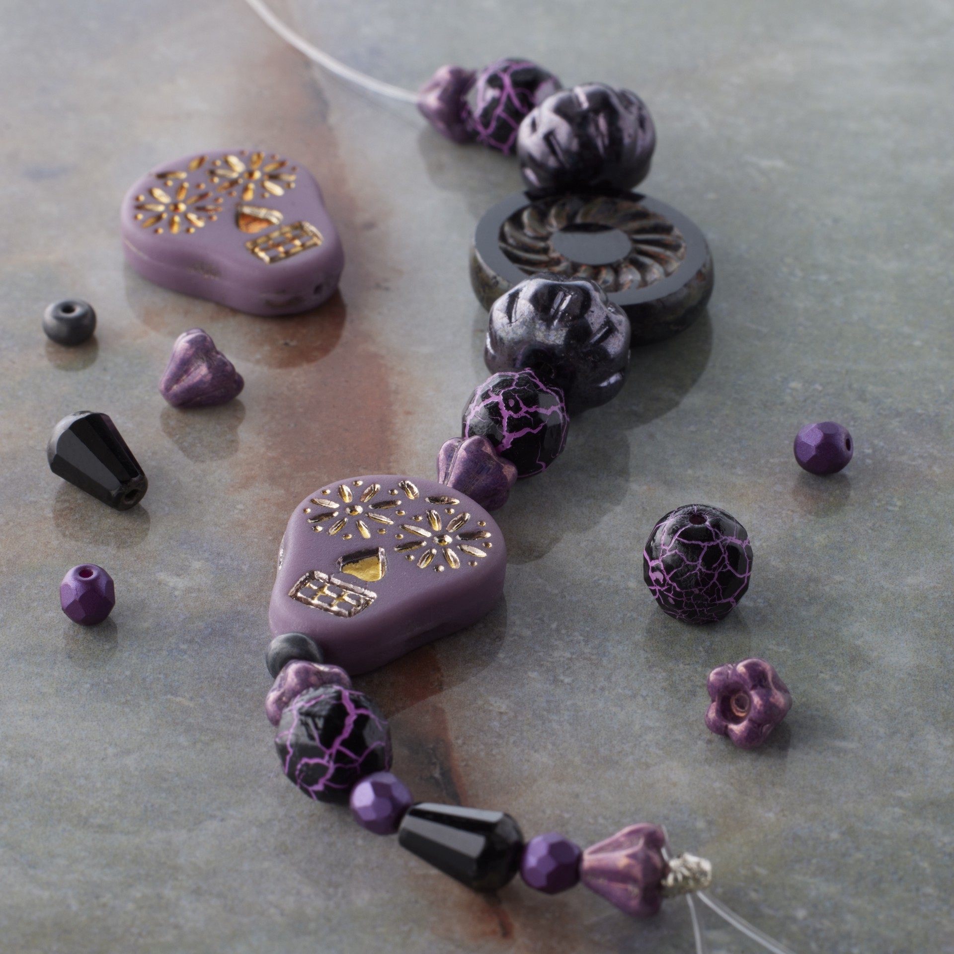 slide 5 of 5, Purple Days Czech Glass Bead Mix By Bead Landing, 3.9 mm to 19mm x 16.8mm