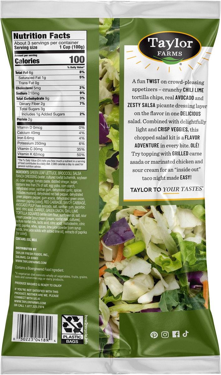 slide 3 of 3, Taylor Farms Guacamole Crunch Chopped Salad Kit, 