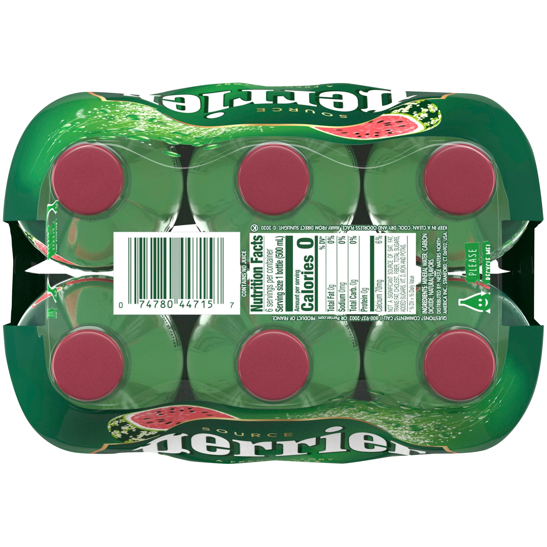 slide 6 of 9, Perrier Watermelon Flavored Carbonated Mineral Water Plastic, 6 ct; 16.9 fl oz