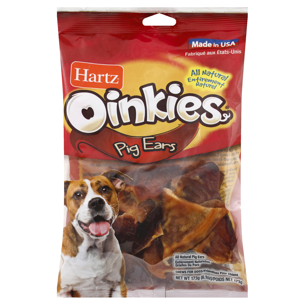 slide 1 of 1, Hartz Oinkies Pig Ears Chews for Dogs, 6.1 oz