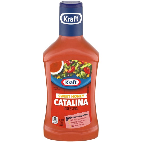 slide 1 of 5, Kraft Sweet Honey Catalina Salad Dressing, 16 fl oz Bottle, 16 fl oz