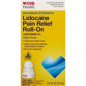 slide 1 of 1, CVS Health Maximum Strength Lidocaine Pain Relief Roll-On, 2.5 Fl Oz, 1 ct